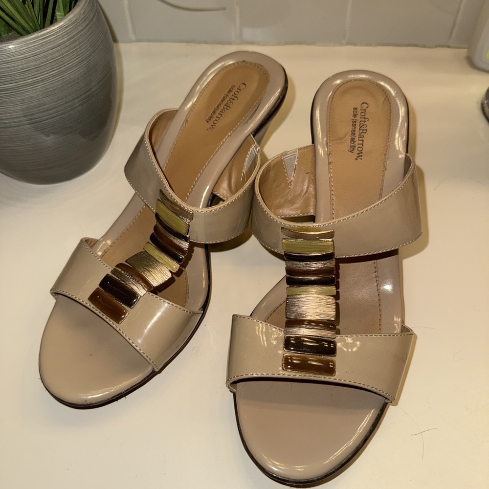 Croft&Barrow Womens Maxine Open-Toed Tan High Heeled Sandals US 8M